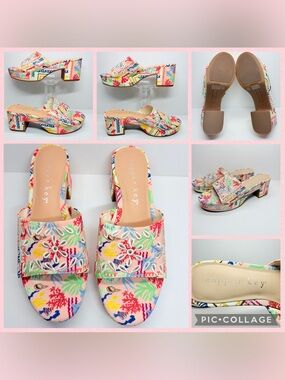 Copper Key Pink Multi Embroidered Slide Sandal